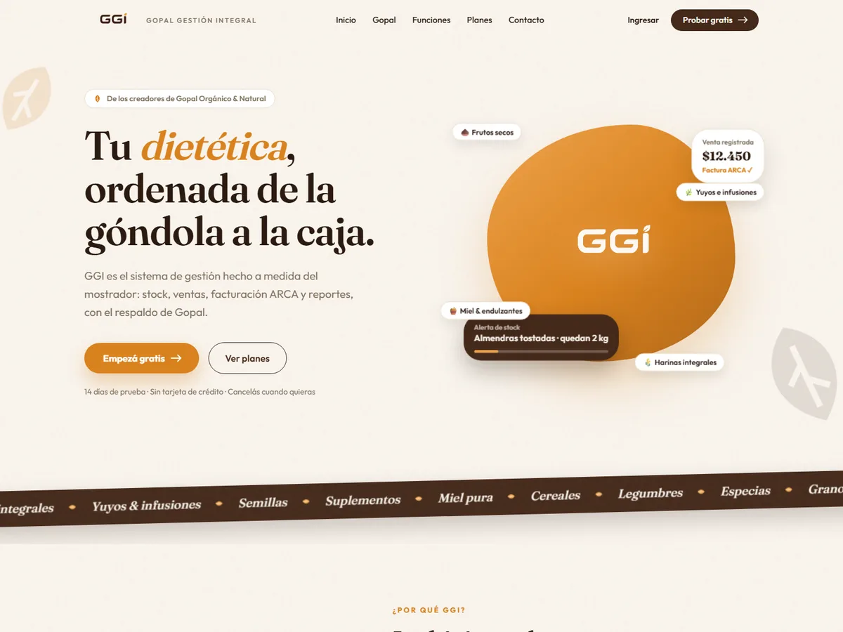 GGI · Gopal. — Comercios · Dietéticas